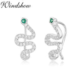 925 Silver CZ Snake Ear Climber Earrings