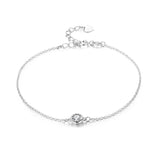 925 Silver CZ Bead Charm Bracelet for Women