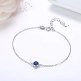 925 Silver CZ Bead Charm Bracelet for Women