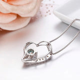 925 Silver Cluster CZ Love Heart Stone Pendant Necklace