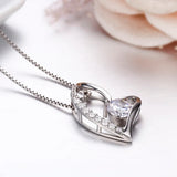 925 Silver Cluster CZ Love Heart Stone Pendant Necklace