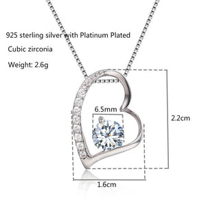 925 Silver Cluster CZ Love Heart Stone Pendant Necklace