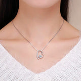925 Silver Cluster CZ Love Heart Stone Pendant Necklace