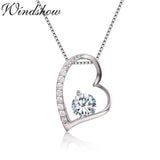 925 Silver Cluster CZ Love Heart Stone Pendant Necklace