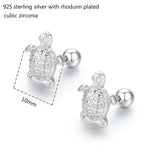 925 Silver Turtle CZ Stud Earrings For Women Girls Kids
