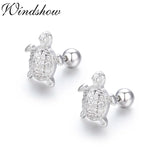 925 Silver Turtle CZ Stud Earrings For Women Girls Kids