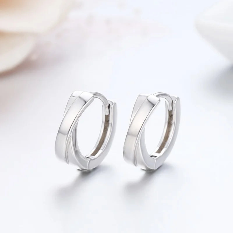 925 Sterling Silver Cross Circles Huggie Hoop Earrings For Women Girls