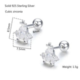 925 Sterling Silver Crown CZ Stud Earrings for Women Girls Kids
