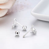 925 Sterling Silver Crown CZ Stud Earrings for Women Girls Kids