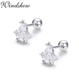 925 Sterling Silver Crown CZ Stud Earrings for Women Girls Kids