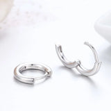 925 Silver Cylinder Circles Small Loop Huggie Hoop Earrings For Women