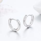925 Silver Cylinder Circles Small Loop Huggie Hoop Earrings For Women
