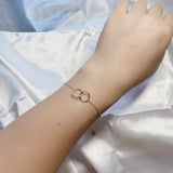 925 Silver Double Round Infinity Chain Bracelet Friendship Jewelry
