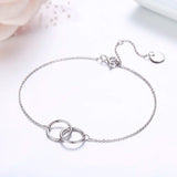 925 Silver Double Round Infinity Chain Bracelet Friendship Jewelry