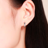 925 Silver Engraved Oval Huggie Hoop Earrings For Girls Kids