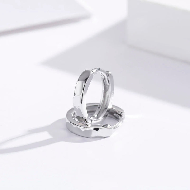 925 Silver Engraved Oval Huggie Hoop Earrings For Girls Kids