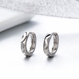 925 Silver Engraved Oval Huggie Hoop Earrings For Girls Kids
