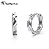 925 Silver Engraved Oval Huggie Hoop Earrings For Girls Kids