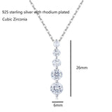 925 Sterling Silver CZ Stones Bar Charm Necklace Women Jewelry