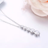 925 Sterling Silver CZ Stones Bar Charm Necklace Women Jewelry