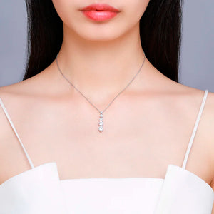925 Sterling Silver CZ Stones Bar Charm Necklace Women Jewelry