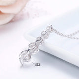 925 Sterling Silver CZ Stones Bar Charm Necklace Women Jewelry