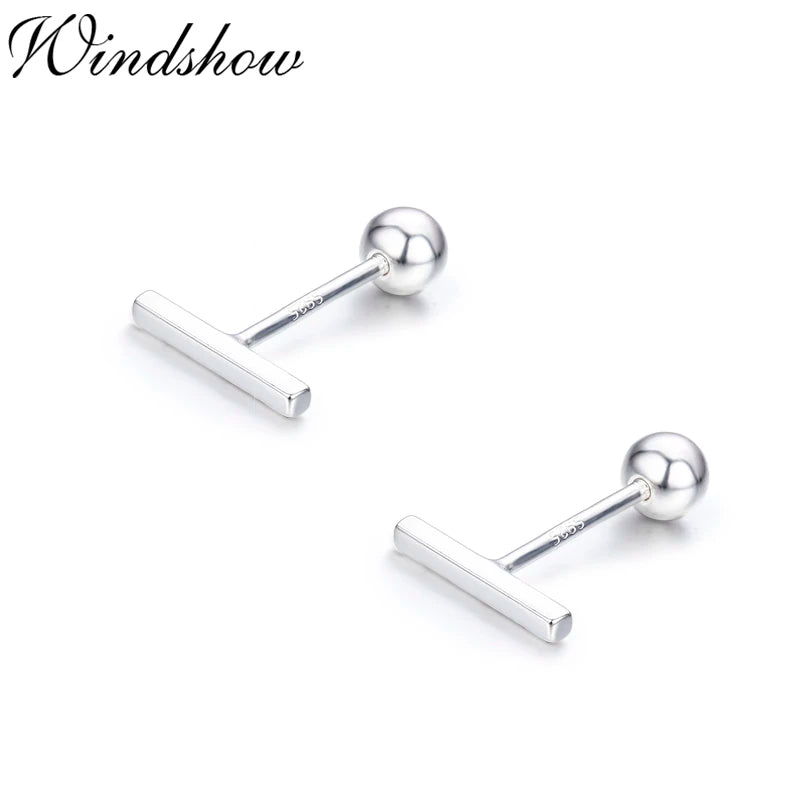 925 Silver Geo Bar Earrings for Women Girls Kids