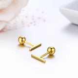 925 Silver Geo Bar Earrings for Women Girls Kids