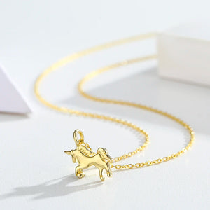925 Silver Horse Charm Pendant Short Chokers Necklace Women Girls Chain Jewelry