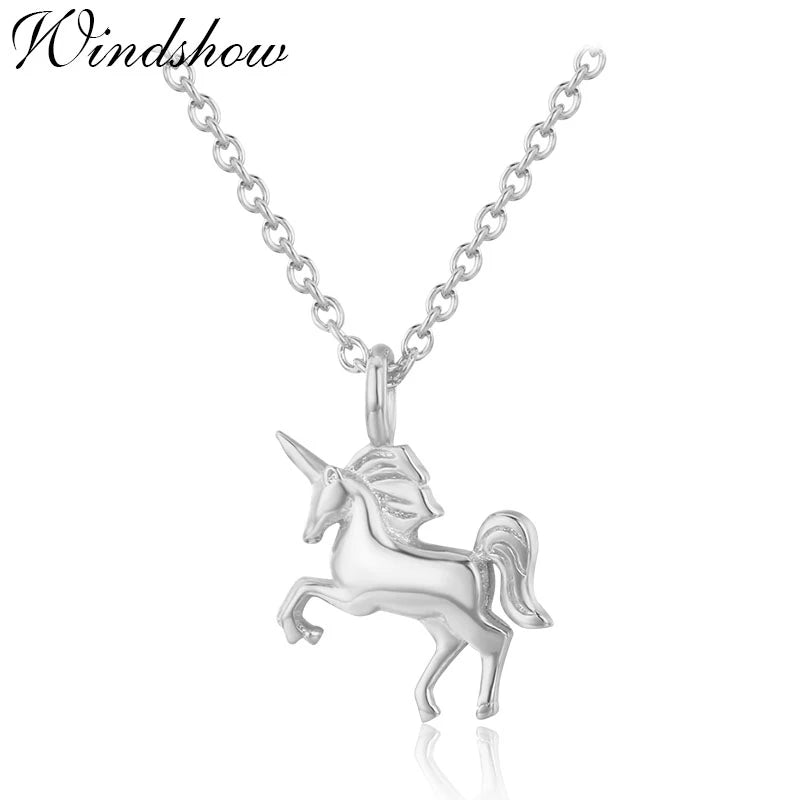925 Silver Horse Charm Pendant Short Chokers Necklace Women Girls Chain Jewelry