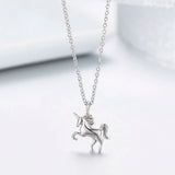 925 Silver Horse Charm Pendant Short Chokers Necklace Women Girls Chain Jewelry