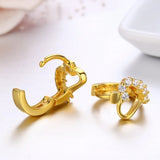925 Silver Heart CZ Circle Huggie Hoop Earrings