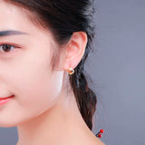 925 Silver Heart CZ Circle Huggie Hoop Earrings
