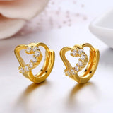 925 Silver Heart CZ Circle Huggie Hoop Earrings