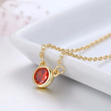 925 Silver Red CZ Round Pendant Necklace for Women Girls Jewelry