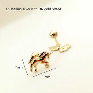 925 Silver Unicornio Horse Earrings for Women Girls Kids