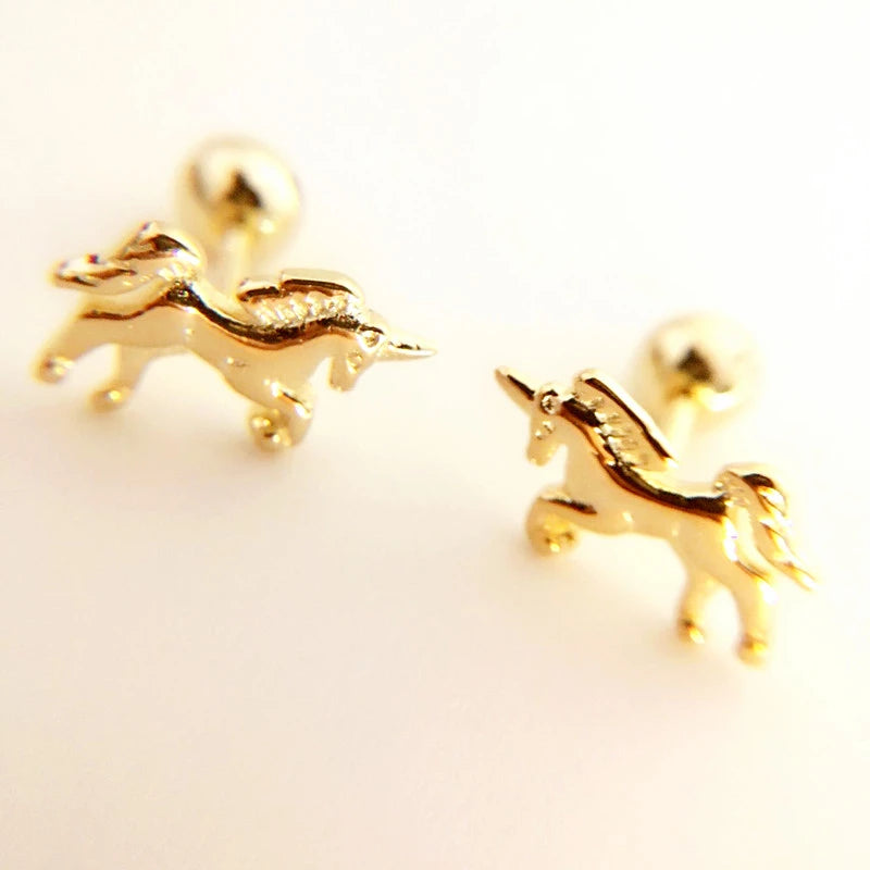 925 Silver Unicornio Horse Earrings for Women Girls Kids