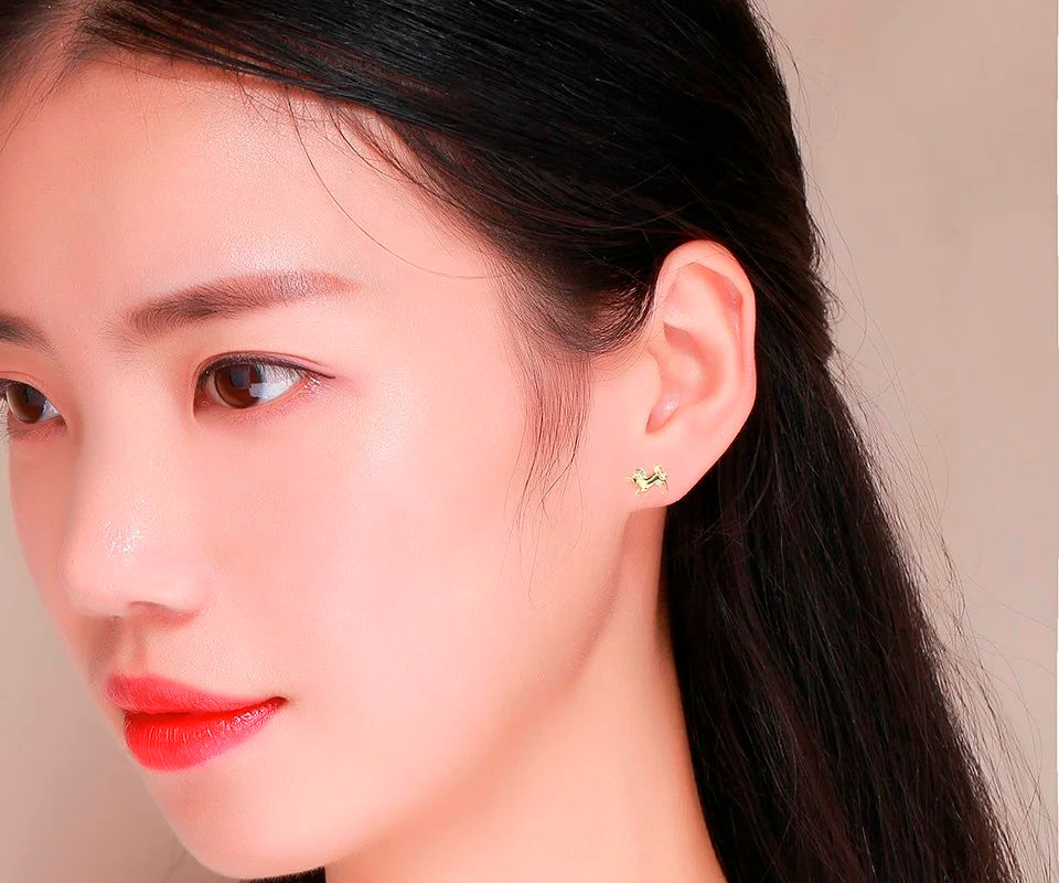 925 Silver Unicornio Horse Earrings for Women Girls Kids