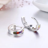 925 Silver CZ Small Loop Huggie Hoop Earrings For Women