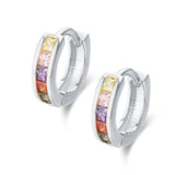 925 Silver CZ Small Loop Huggie Hoop Earrings For Women
