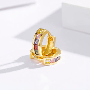 925 Silver CZ Small Loop Huggie Hoop Earrings For Women