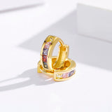 925 Silver CZ Small Loop Huggie Hoop Earrings For Women