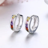 925 Silver CZ Small Loop Huggie Hoop Earrings For Women