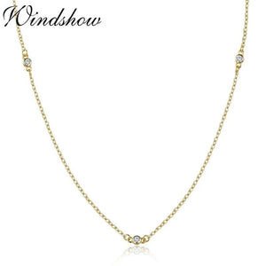 925 Silver CZ Stones Chain Choker Necklace for Women