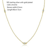 925 Silver CZ Stones Chain Choker Necklace for Women