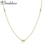 925 Silver CZ Stones Chain Choker Necklace for Women
