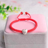 925 Silver Heart Bracelet Red String Rope Gift