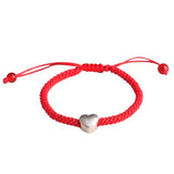 925 Silver Heart Bracelet Red String Rope Gift