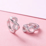 925 Silver Infinity CZ Circle Small Huggie Hoop Earrings Girls