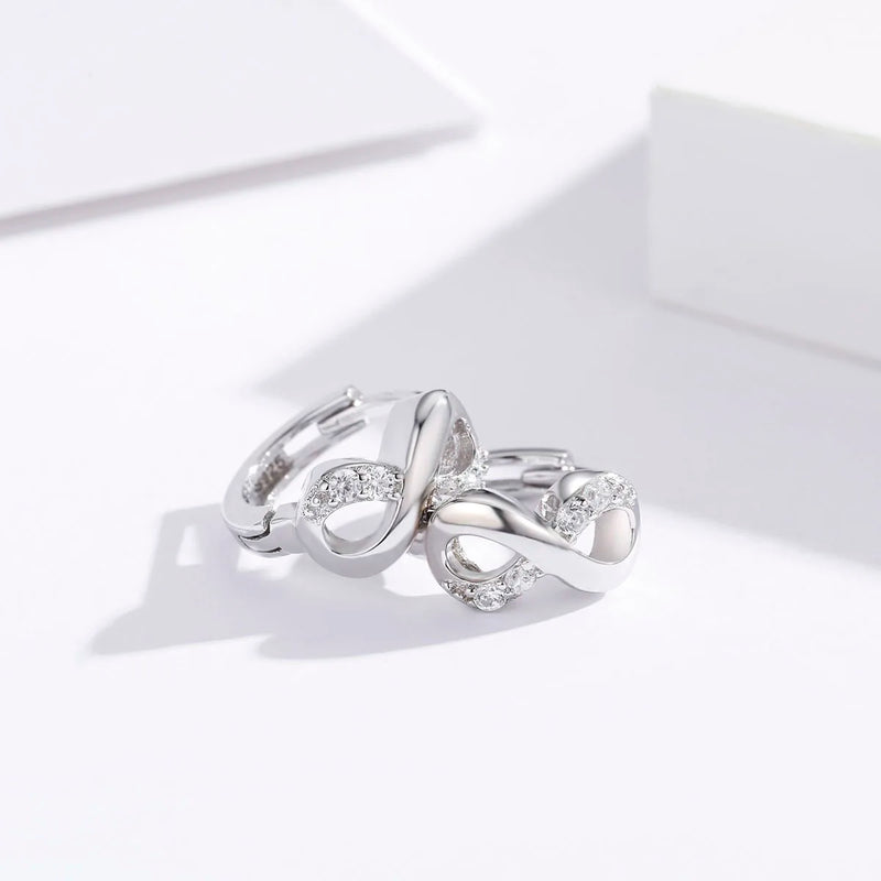 925 Silver Infinity CZ Circle Small Huggie Hoop Earrings Girls